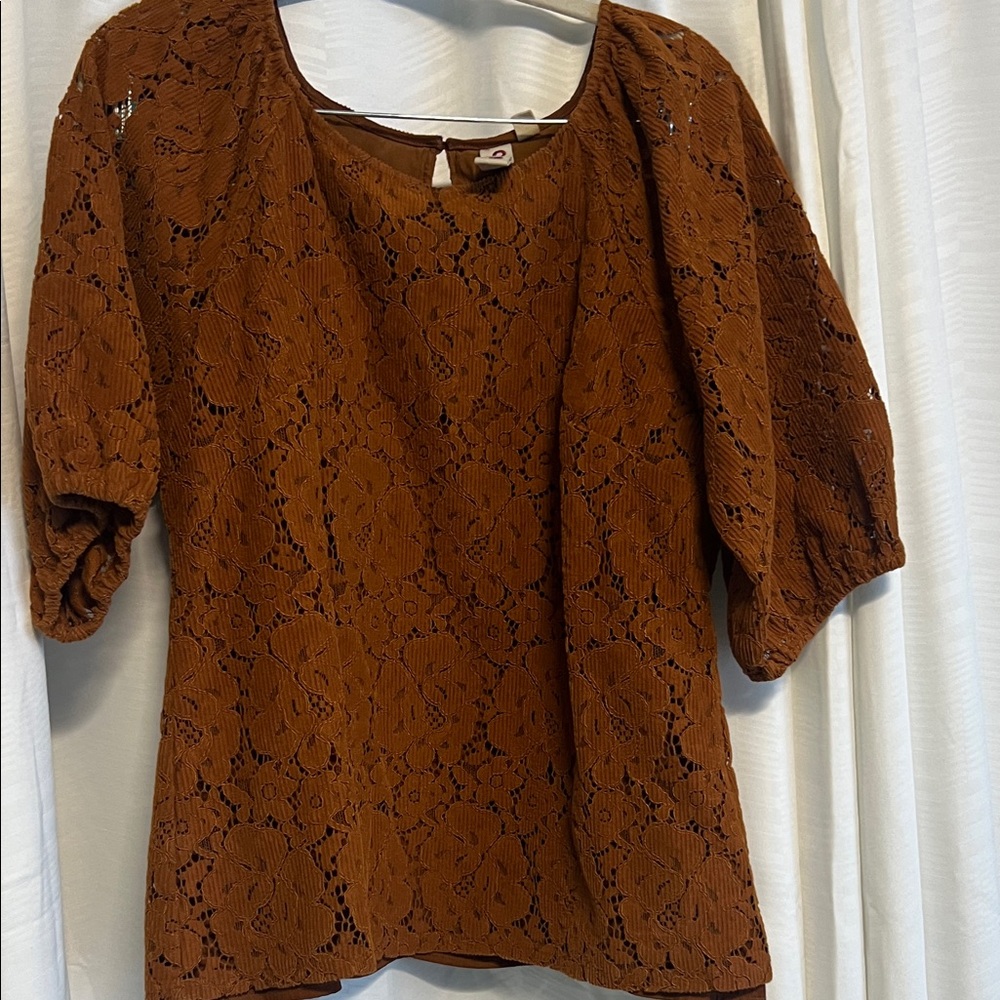 Dolan Terracotta Lace Blouse